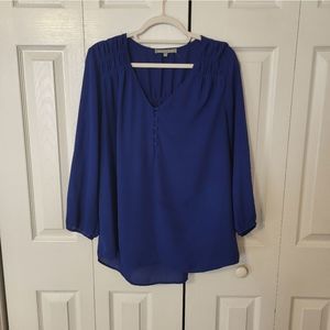 Daniel Rainn royal blue long-sleeved half button-down blouse